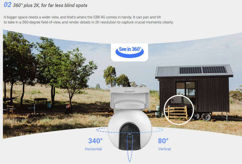 EZVIZ EB8 2K Battery-Powered PT 4G Security Camera