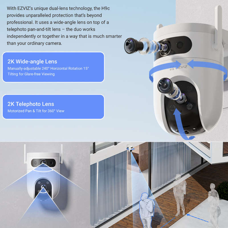 EZVIZ H9c 2K Dual-Lens Pan & Tilt Wi-Fi Camera
