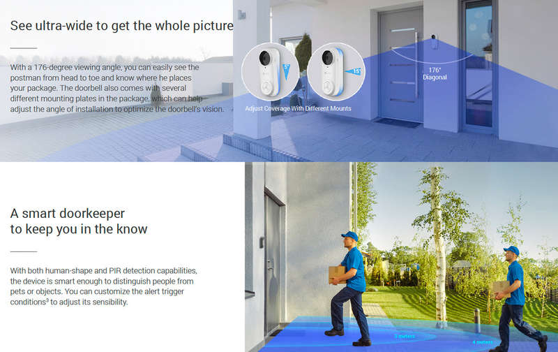 EZVIZ DB2 Pro 5MP 2K+ Battery-Powered Wireless Video Doorbell Kit