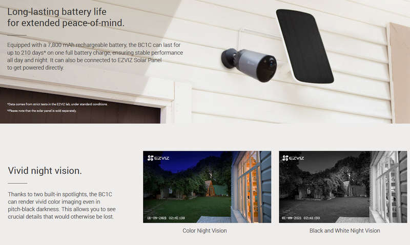 EZVIZ eLife (BC1C) WiFi Battery Security Camera with Solar Panel Box Kit (UNBOXED DEAL)
