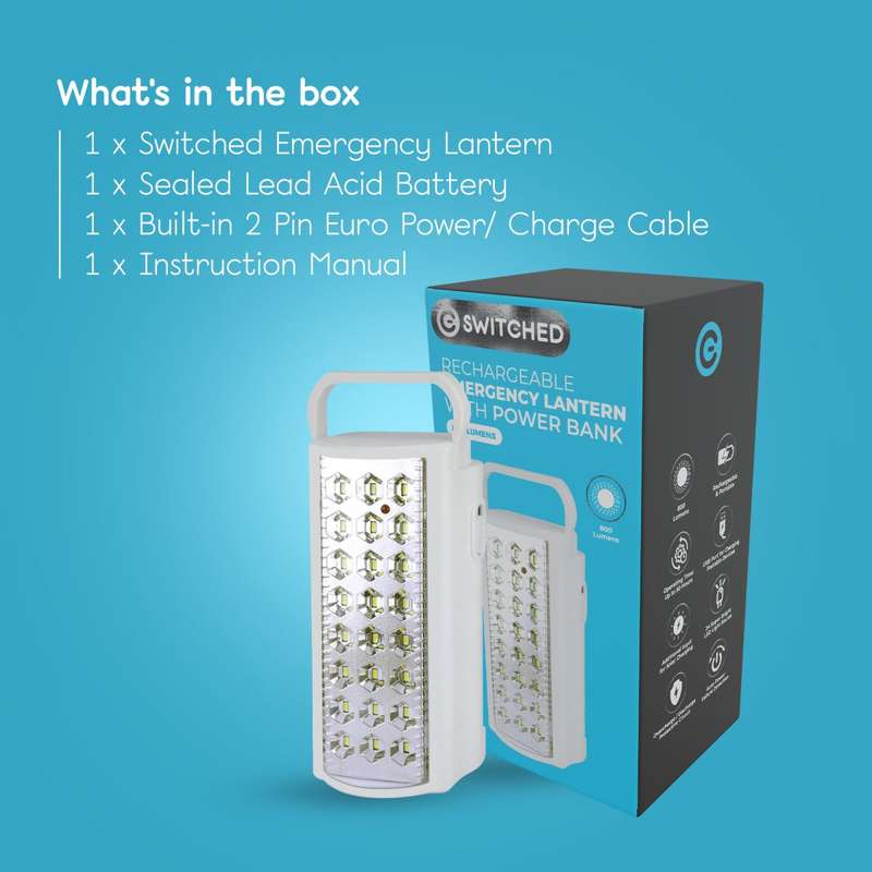 SWITCHED Rechargeable Emergency Lantern with Power Bank 800 Lumen - White