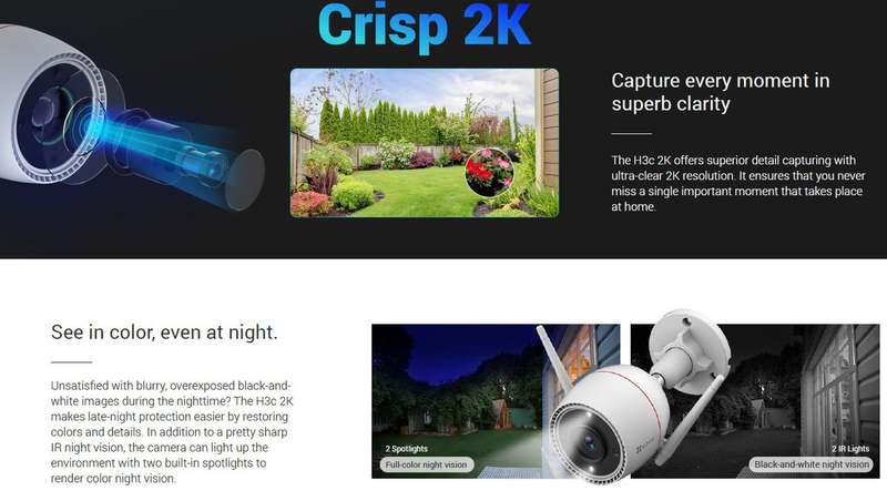 EZVIZ H3C 4MP 2K AI Powered Colour Night Vision WiFi Security Camera