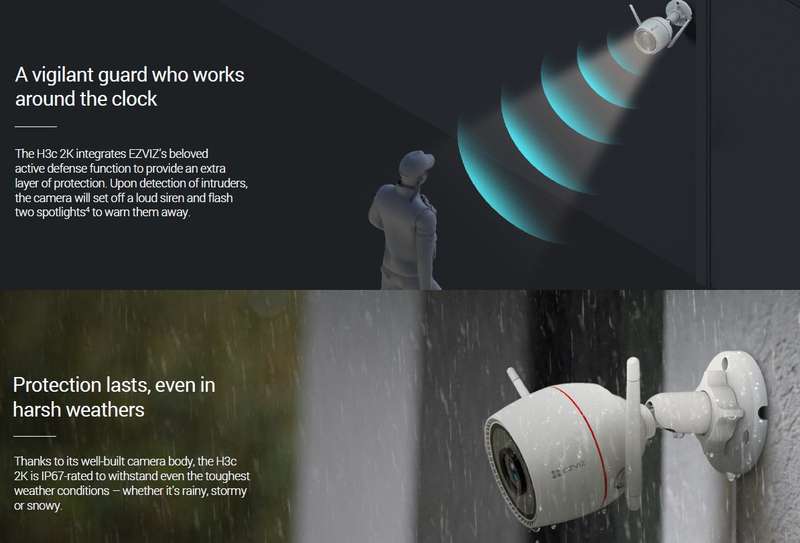 EZVIZ H3C 4MP 2K AI Powered Colour Night Vision WiFi Security Camera
