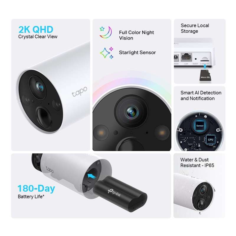 TP-Link Tapo C420 2K QHD Smart Wire-Free Security Camera 1 Camera System