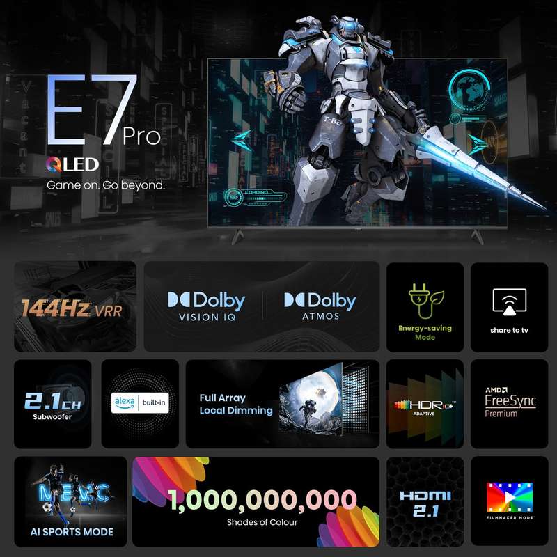 Hisense QLED 144hz 4k Smart; Quantum Dot Colour; Dolby Vision.Atmos; AI Sports Mode; Filmmaker Mo...