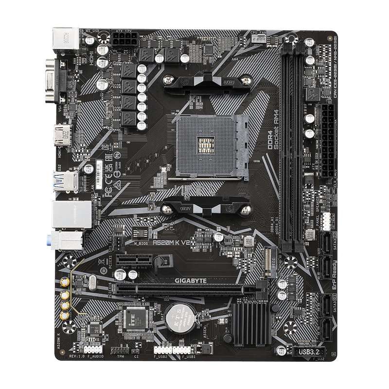 GIGABYTE AMD A520M-K for 3rd/4th/5th Generation AMD Ryzen processors; 2x Dual DDR4; 1x M2; HDM...