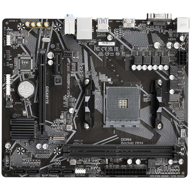 GIGABYTE AMD A520M-K for 3rd/4th/5th Generation AMD Ryzen processors; 2x Dual DDR4; 1x M2; HDM...