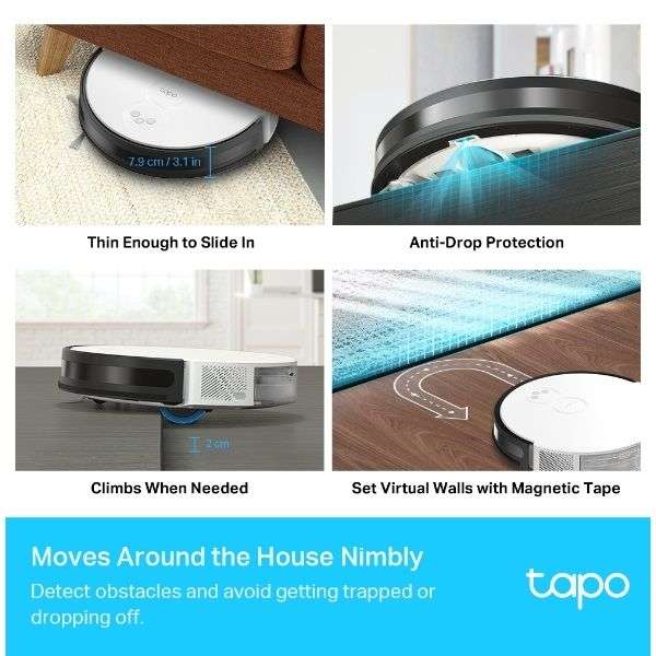 TP-Link Tapo RV10 Plus Robot Vacuum Mop Auto Empty Gyroscope 2600 mAh 300 ml