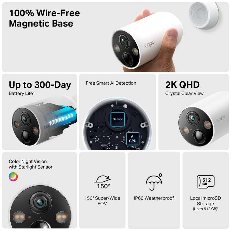 TP-Link Tapo C425 4MP 2K QHD Battery Wirefree Outdoor security Camera
