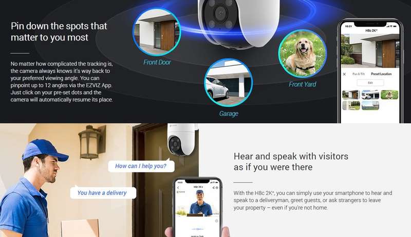 EZVIZ H8C 4MP 2K+ Outdoor Pan/Tilt Security WiFi Camera