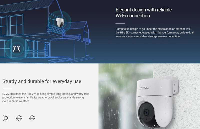 EZVIZ H8C 4MP 2K+ Outdoor Pan/Tilt Security WiFi Camera