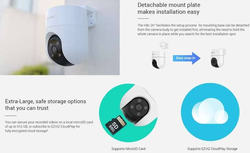 EZVIZ H8C 4MP 2K+ Outdoor Pan/Tilt Security WiFi Camera
