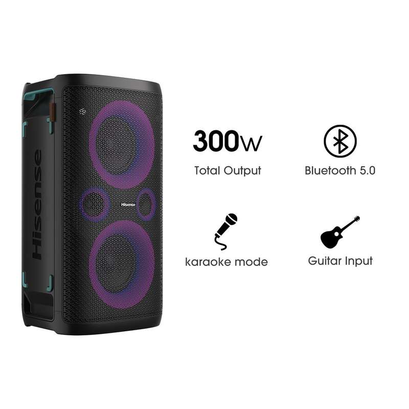 Hisense 300W Party Rocker One True Wireless Stereo Bluetooth Speaker-Black