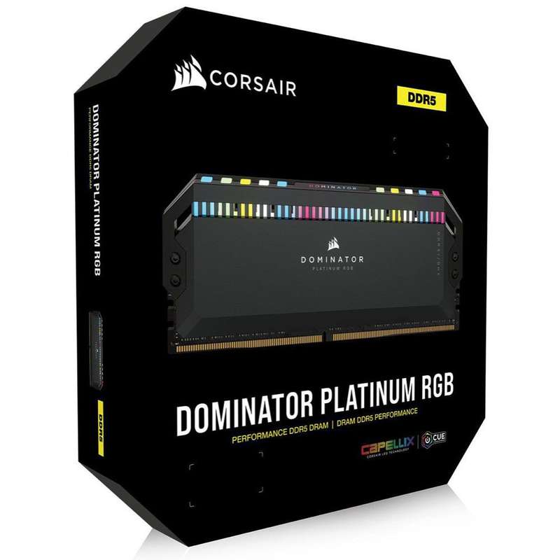 CorsairDOMINATOR PLATINUM RGB DDR5; 5200MHz 64GB 2x32GB DIMM; 40-40-40-77; 1.25V
