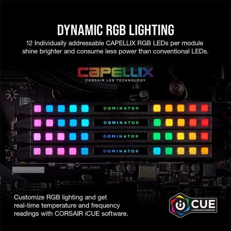 CorsairDOMINATOR PLATINUM RGB DDR5; 5200MHz 64GB 2x32GB DIMM; 40-40-40-77; 1.25V