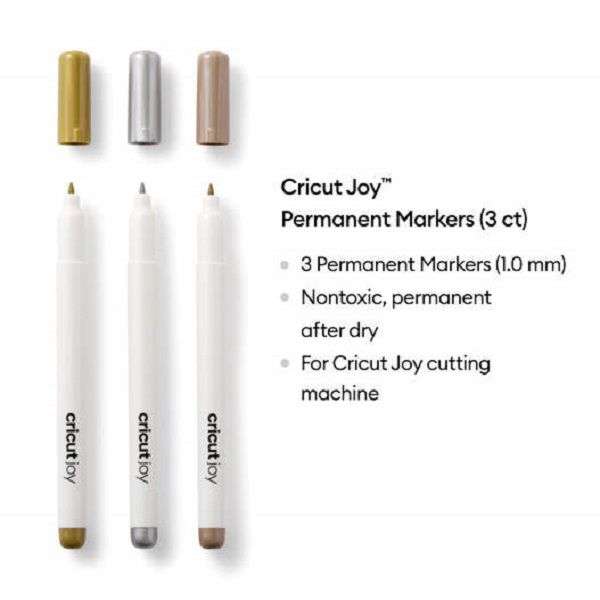 2010010 - Cricut 3 Permanent Metallic Markers (1.0 mm) in Gold; Silver; Copper; Embellish project...