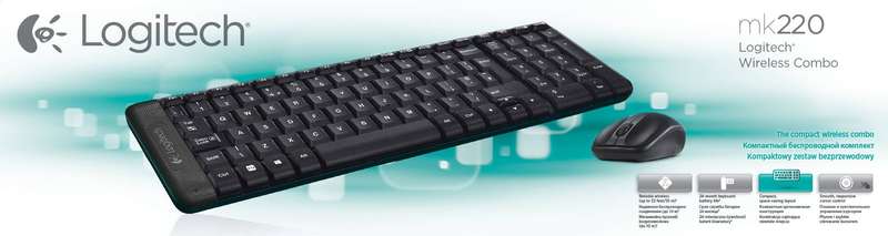 Logitech Wireless Keyboard and Mouse Combo MK220 USB receiver  2 4GHz 10m range sleek minimalist ...