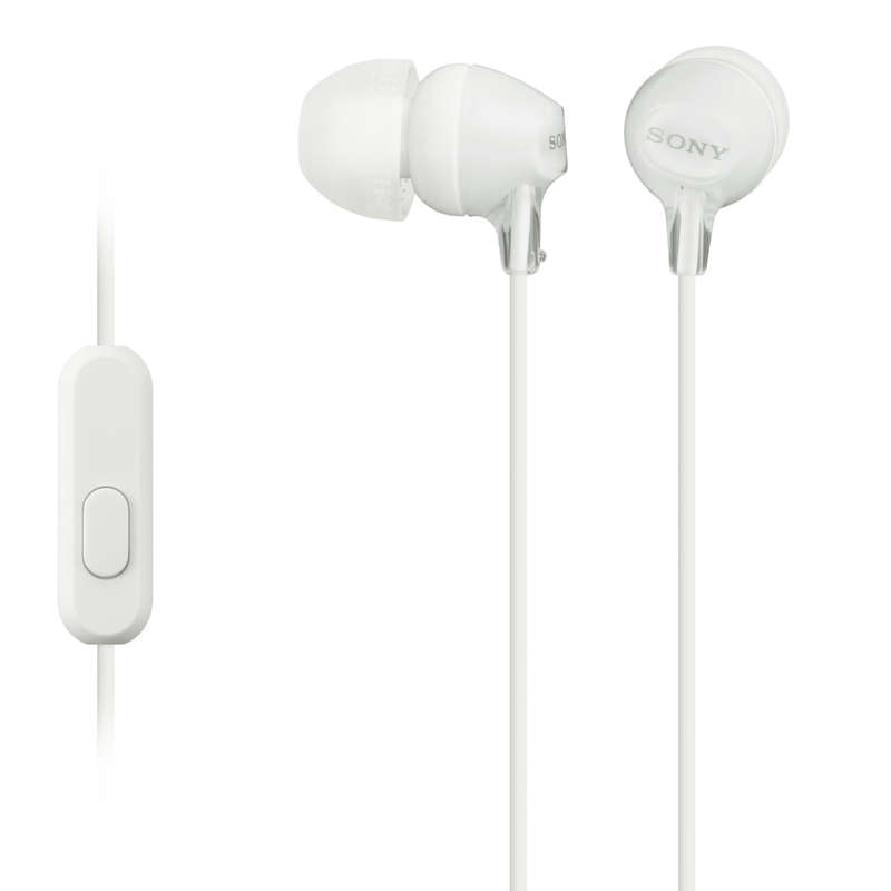 Sony MDR-EX15AP (White) InEar Earphone with Mic for iPhone - Android - Blackberry