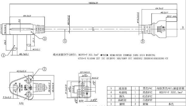 Dedicated C19 to RED 3 pin plug power cable