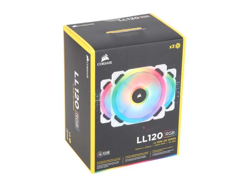 Corsair LL Series CO-9050092-WW LL120 RGB, 120mm Dual Light Loop RGB LED PWM Fan, 3 Fan Pack with...