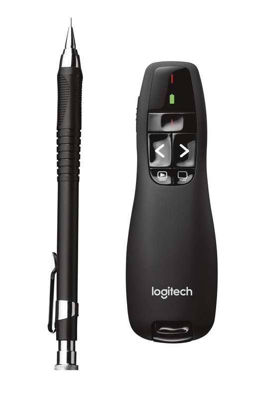 Logitech Wireless Presenter R400 Red Laser Pointer  Up to 15 metre (2 4GHz) range  storable plug ...