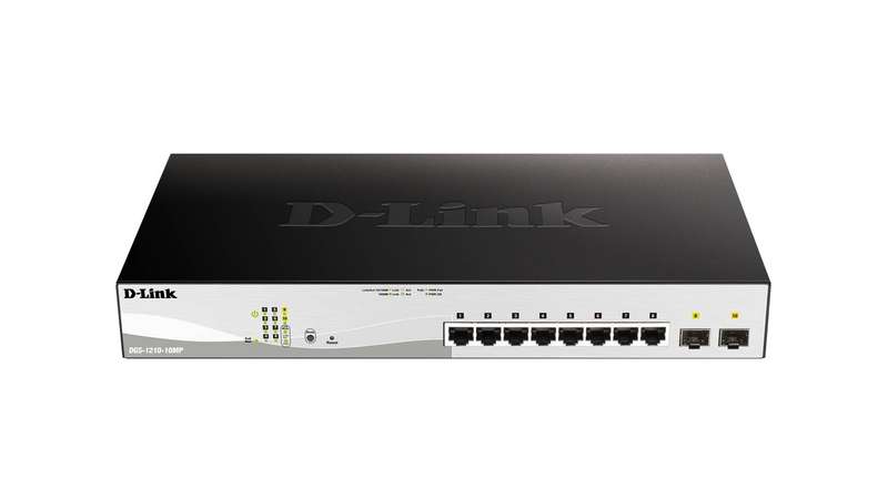 D-LINK 8-ports 10/100/1000Base-T PoE Smart Switch plus 2 SFP ports - 130W PoE budget