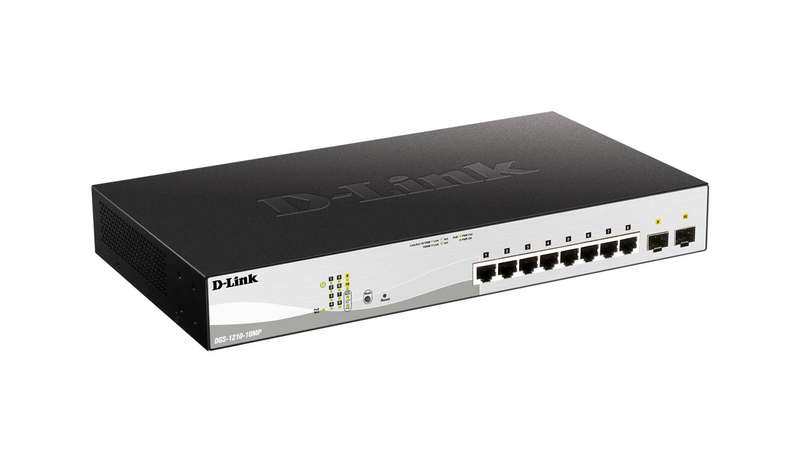 D-LINK 8-ports 10/100/1000Base-T PoE Smart Switch plus 2 SFP ports - 130W PoE budget