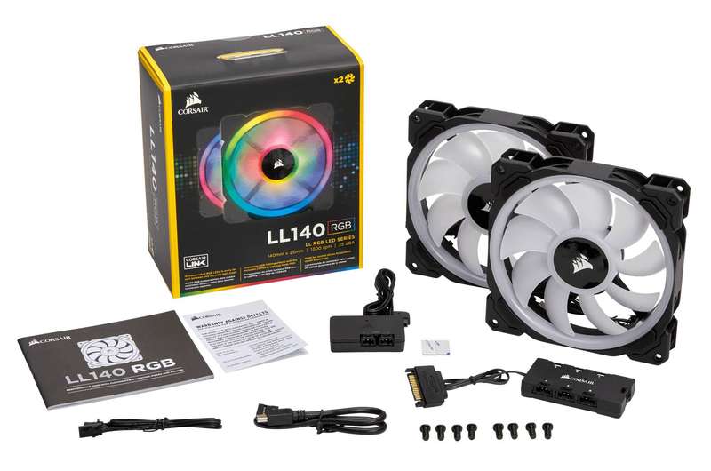 Corsair LL140 RGB 140mm Dual Light Loop RGB LED PWM Fan  2 Fan Pack