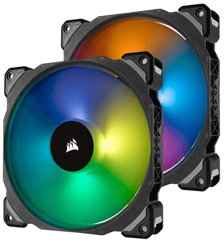 Corsair ML140 PRO RGB LED 140MM PWM Premium Magnetic Levitation Fan - Twin Fan Pack with Lighting...