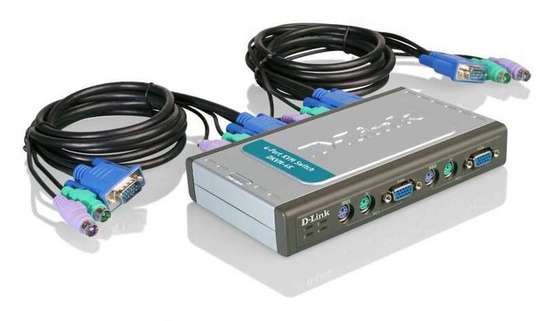 D-Link DKVM-4U 4-Port USB KVM Switch (one set of cables)
