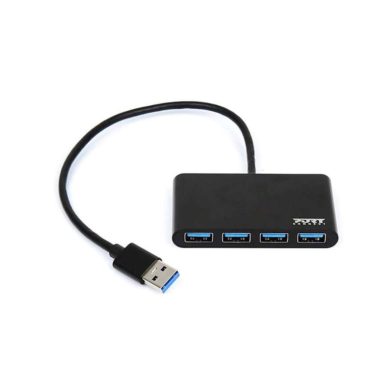 PORT 4 PORT HUB - USB3.0 - PLUG AND PLAY - BLACK