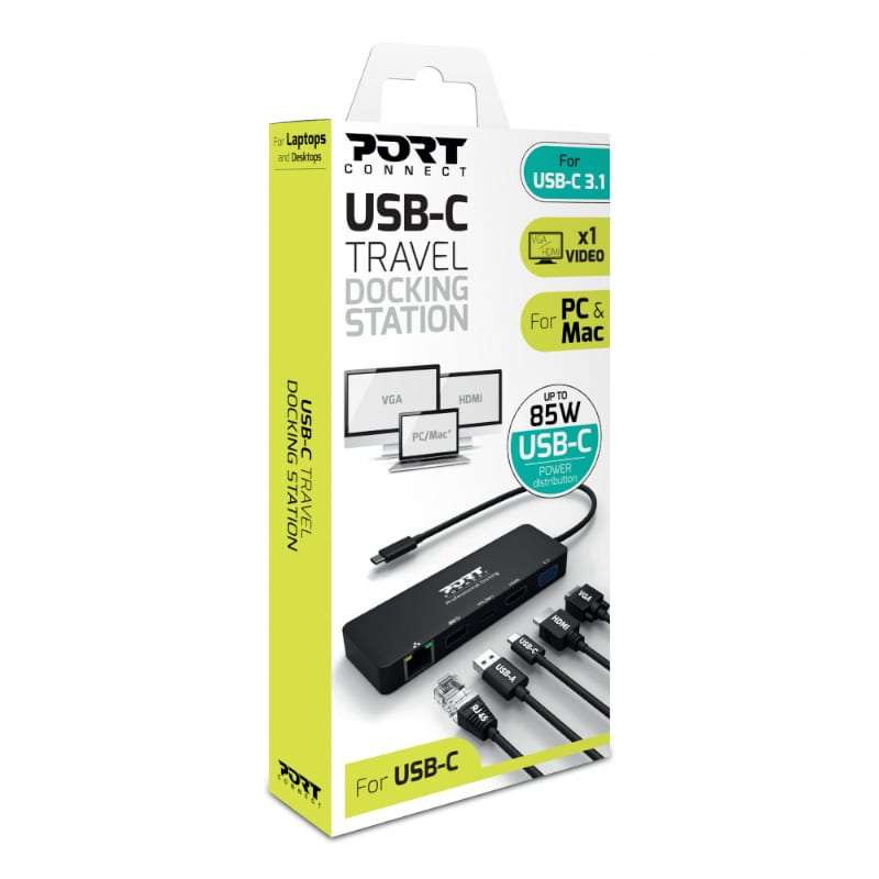 Port USB Type-C to 1 x RJ45|1 x USB3.0 SS|1 x Type-C 85W PD|1 x HDMI2.0|1 x VGA 30cm Cable Dock -...