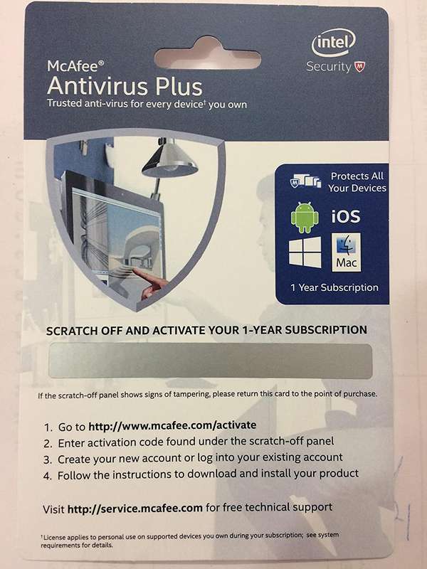 Intel Software McAfee AntiVirus Plus ENGLISH 1 Year - BKCMAV1YRENG