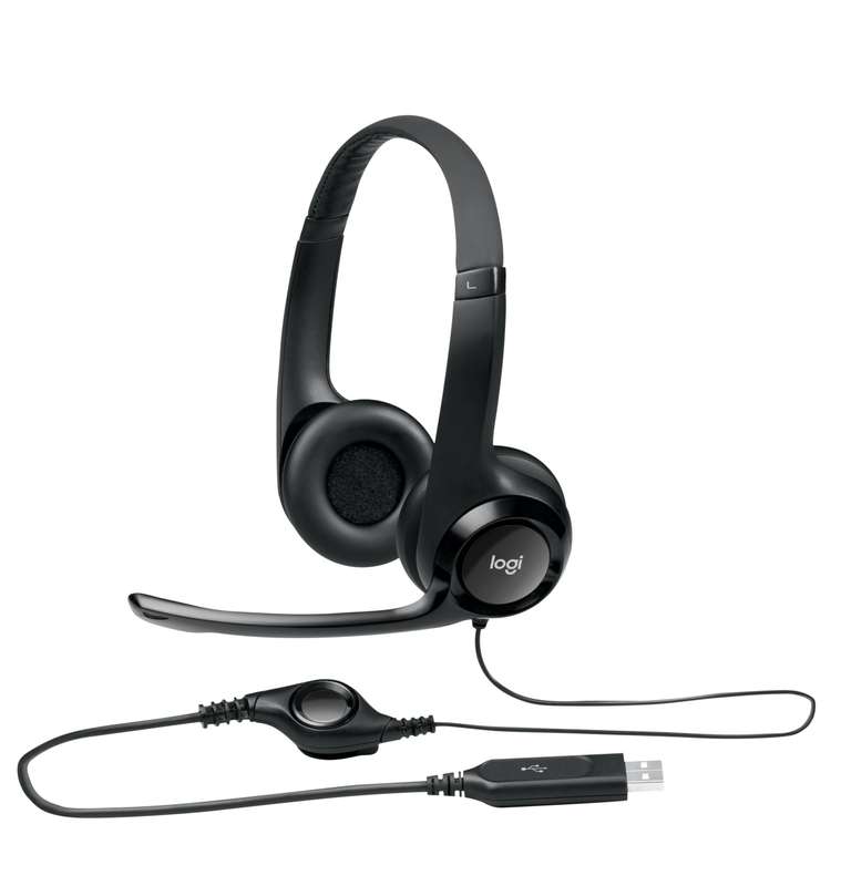 Logitech Headset H390 Black USB Stereo Internet headset adjustable headband Noise cancelling rota...