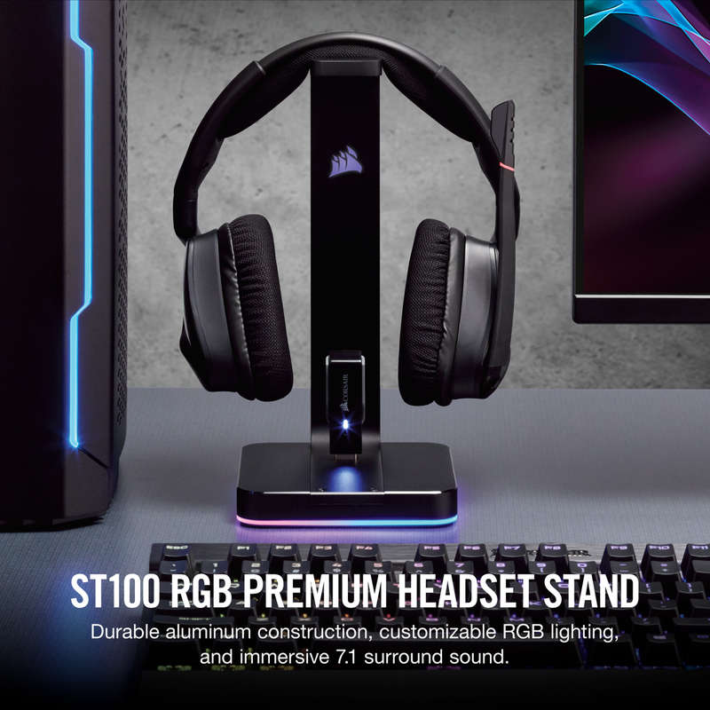 Corsair CA-9011167 Premium RGB Gaming Headset Stand with 7.1 Surround Sound Headphone Audio