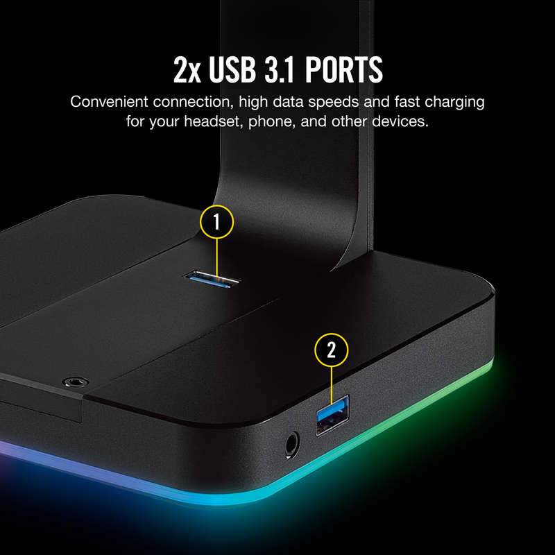 Corsair CA-9011167 Premium RGB Gaming Headset Stand with 7.1 Surround Sound Headphone Audio