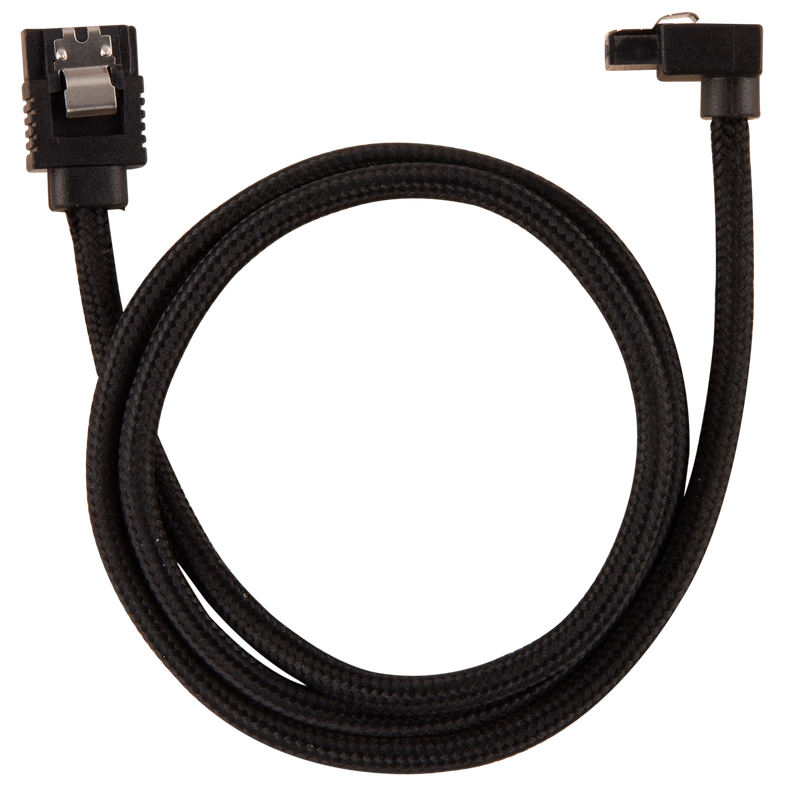 Premium Sleeved SATA 6Gbps 60cm 90° Connector Cable  Black