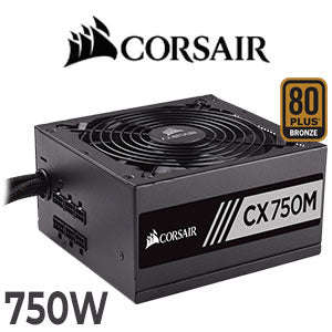 Corsair CX Series CX750M 750W 80 Plus Bronze Certified Modular ATX Power Supply / 135mm Fan / R...