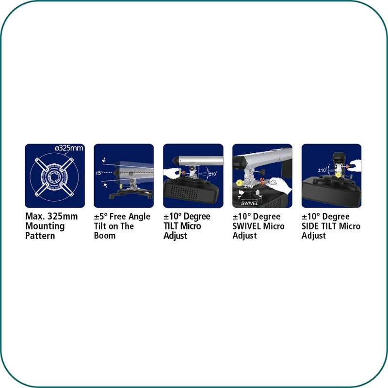 Aavara PW120 / PB120 Short Throw Projector Mount - Wall Boom Type