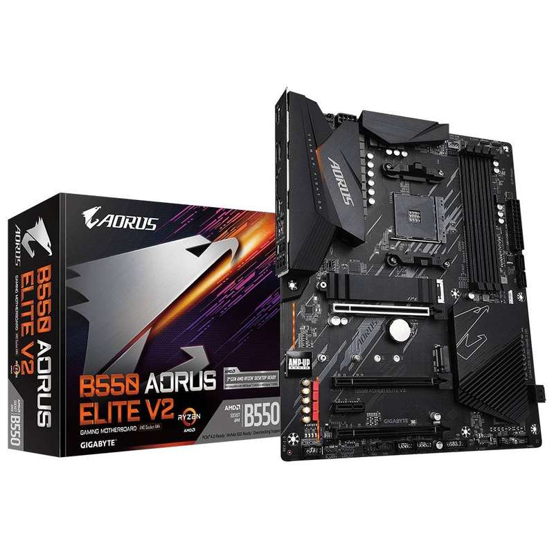 GIGABYTE Aorus AMD B550 Chipset for 3rd Generation AMD Ryzen processors; 4x Dual DDR4; 2x M...