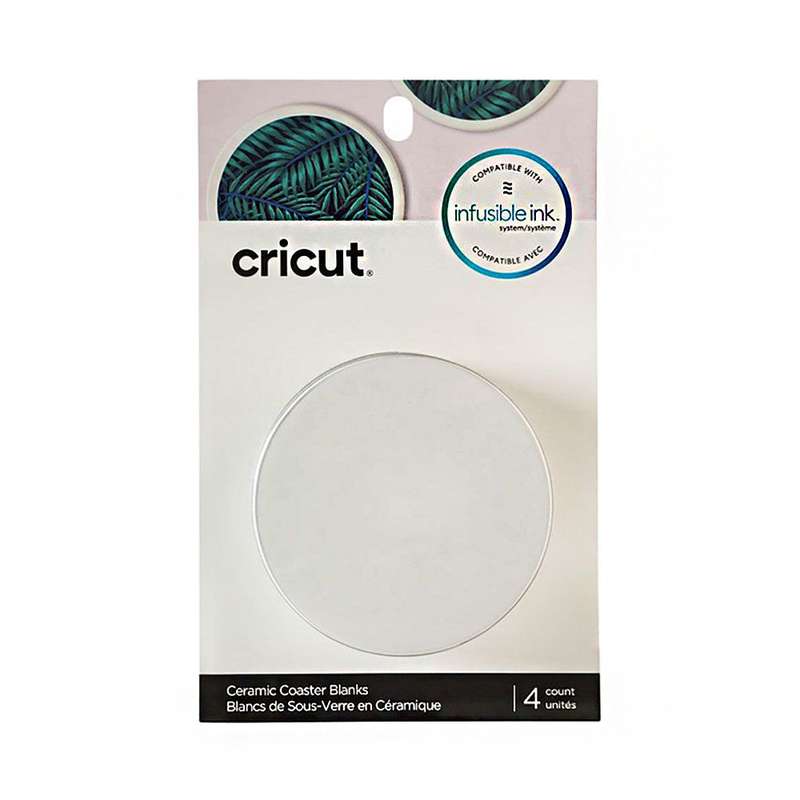 2006582: Cricut Infusible Ink Ceramic Coasters 4-pack (White; Round); 4 round coasters 3.6'' dia....