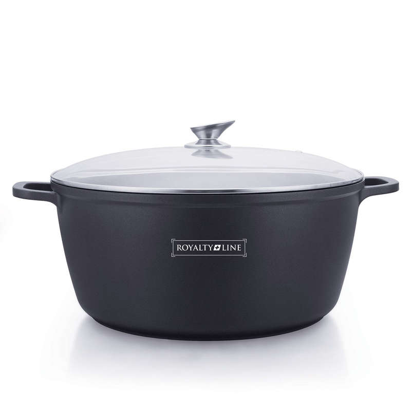 Royalty Line - 40 cm Marble Coating Deep Pot With Glass Lid (READ THE DESCRIPTION)