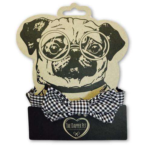 The Dapper Pet  Checkered Bow Tie Dog Collar - LARGE