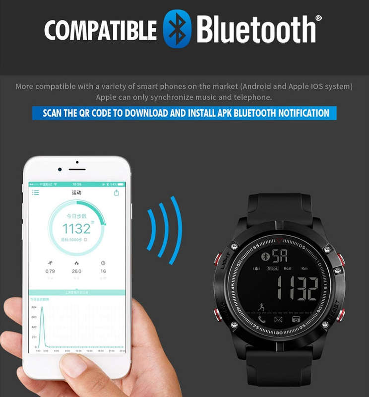 SKMEI 1425 Waterproof  Alarm Bluetooth Sports Watch