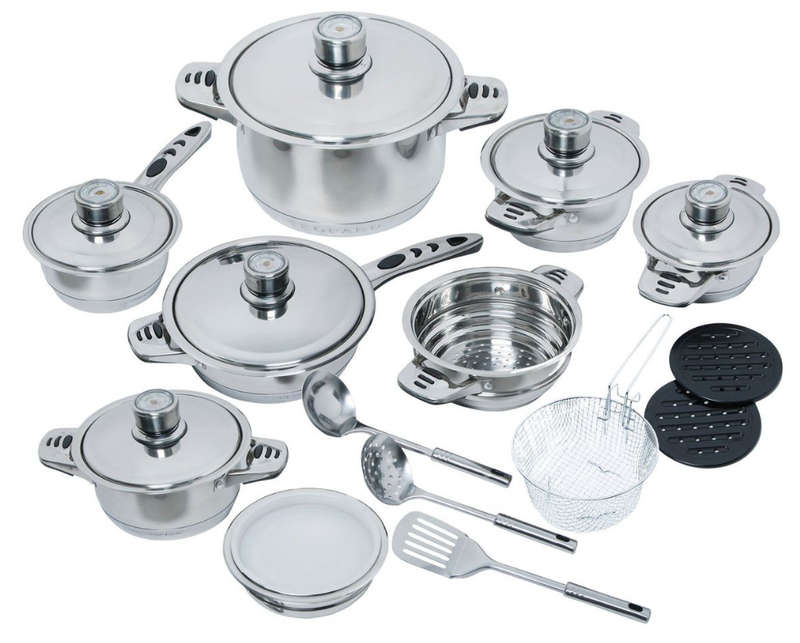 22 Piece Non-Stick Stainless Steel Cookware Set - Leopard LD-3069