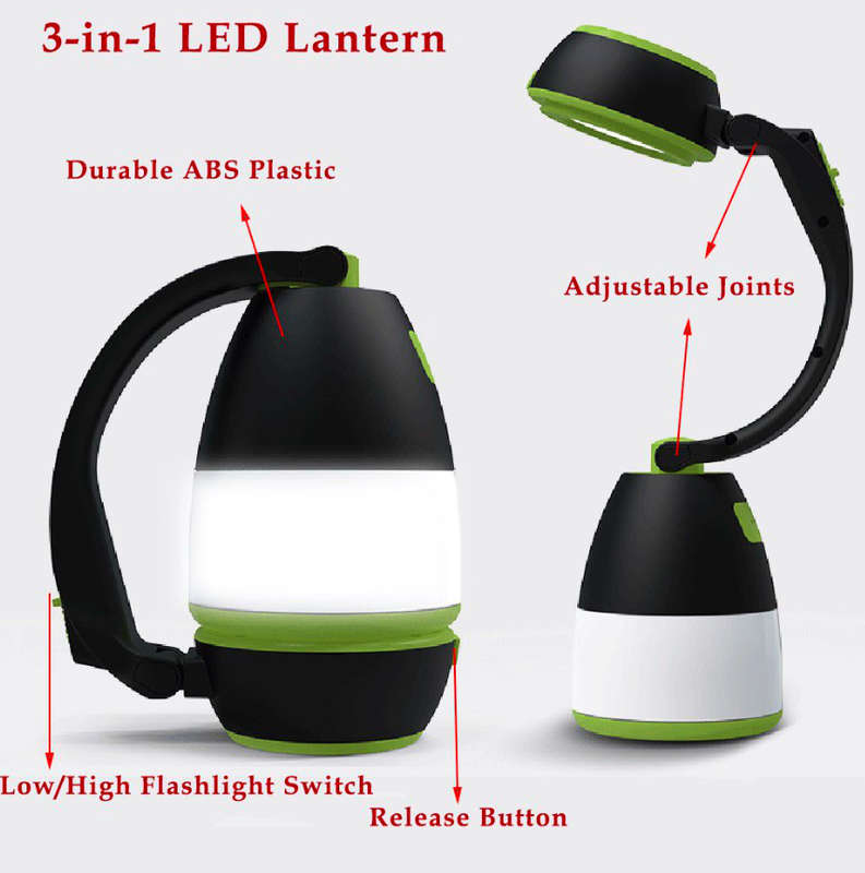 3 in 1 Multifunction Rechargeable USB LED Camping Flashlight