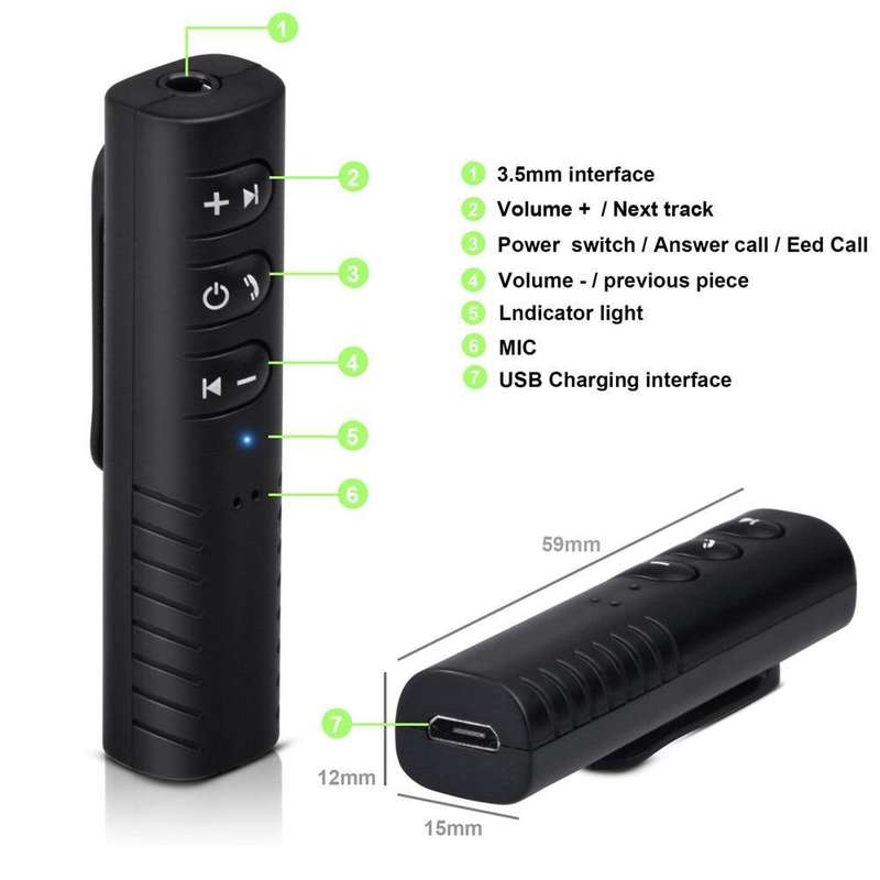 Wireless Bluetooth Receiver 3.5mm Jack Audio Music Adapter