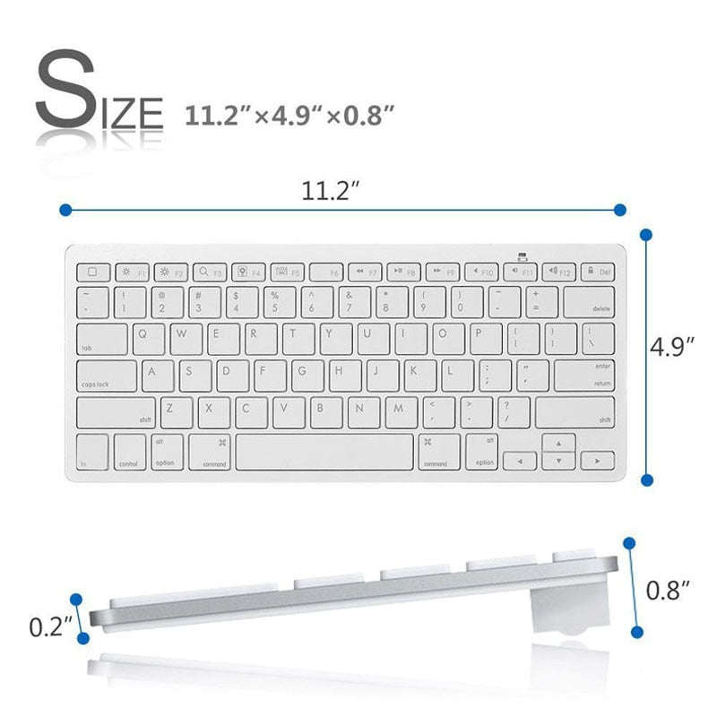 Ultra-slim Wireless 3.0 Bluetooth Keyboard For PCs, Apple Series & Android Devices - White