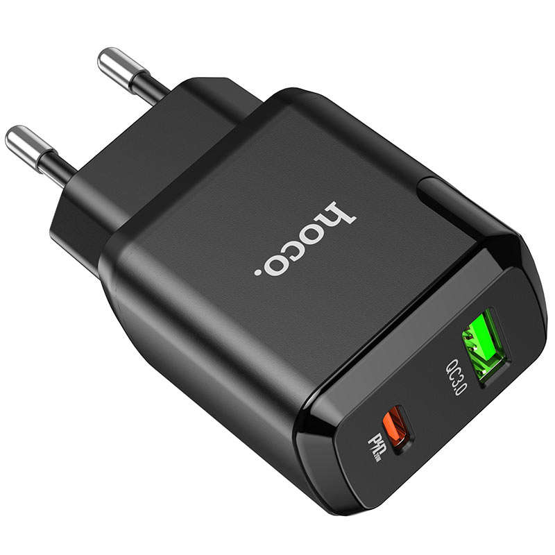 Hoco - N5 Type-c wall charger, Type-C PD20W + USB QC3.0 18W output  - Black