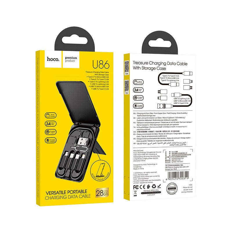 Hoco 3A Versatile Portable Charging Data Cable 28Cm -U86